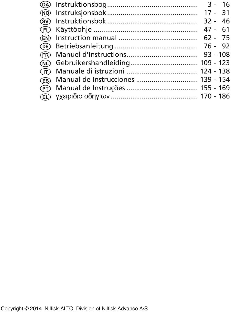 .. 93-108 Gebruikershandleiding... 109-123 Manuale di istruzioni... 124-138 Manual de Instrucciones.