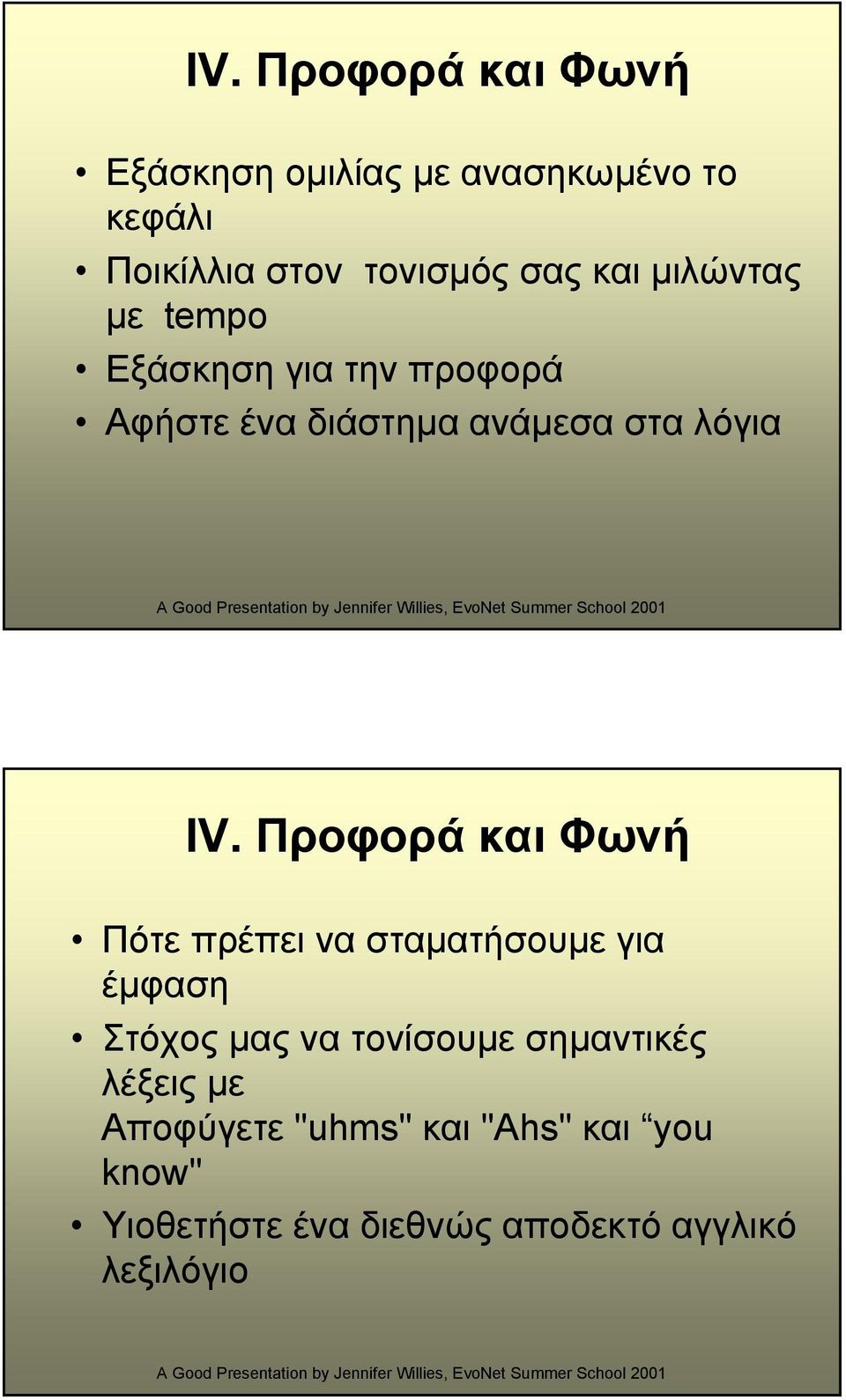 Προφορά και Φωνή Πότε πρέπει να σταµατήσουµε για έµφαση Στόχος µας να τονίσουµεσηµαντικές