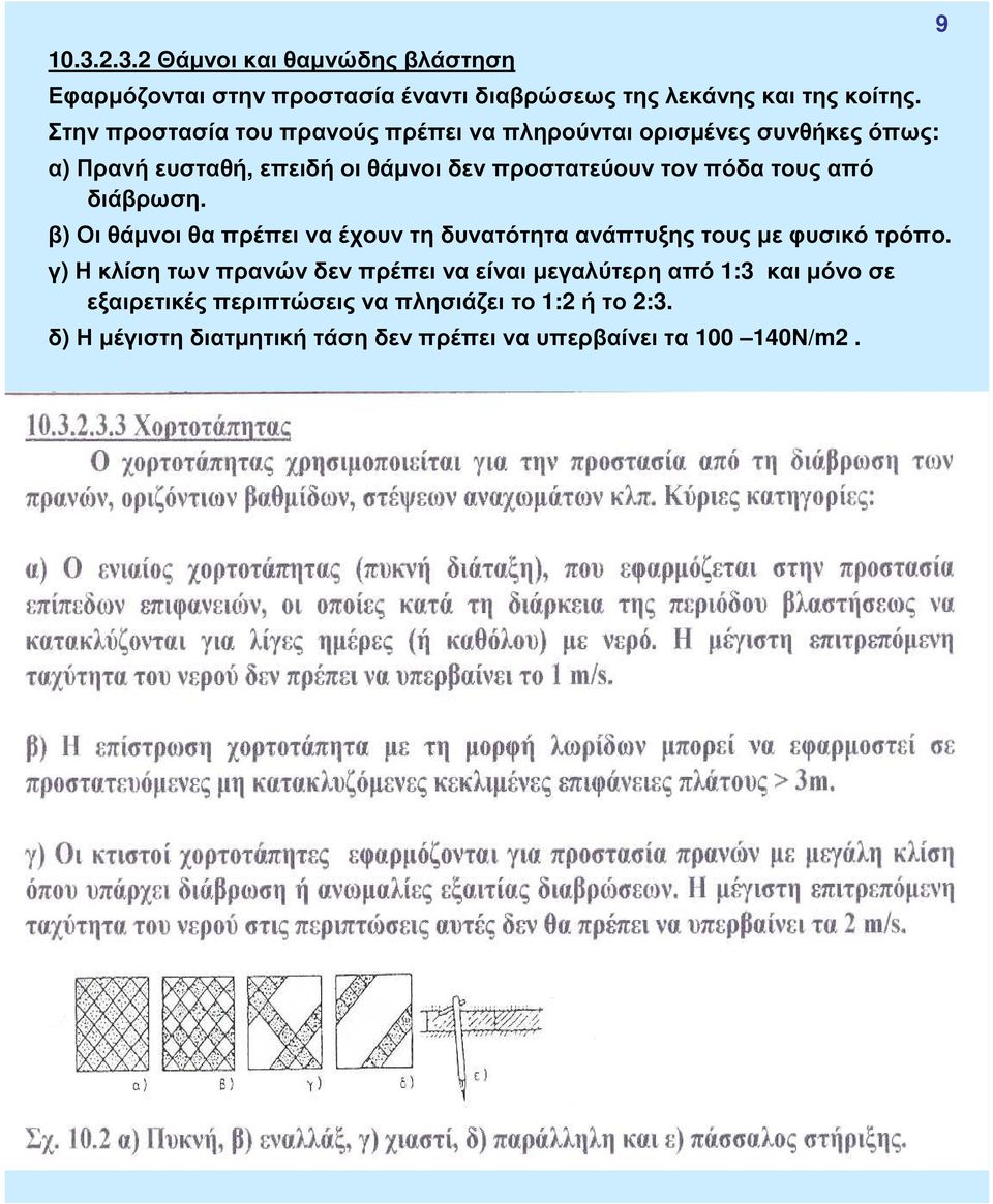 πόδατους από διάβρωση. β) Οι θάµνοι θα πρέπει να έχουν τη δυνατότητα ανάπτυξης τους µε φυσικό τρόπο.