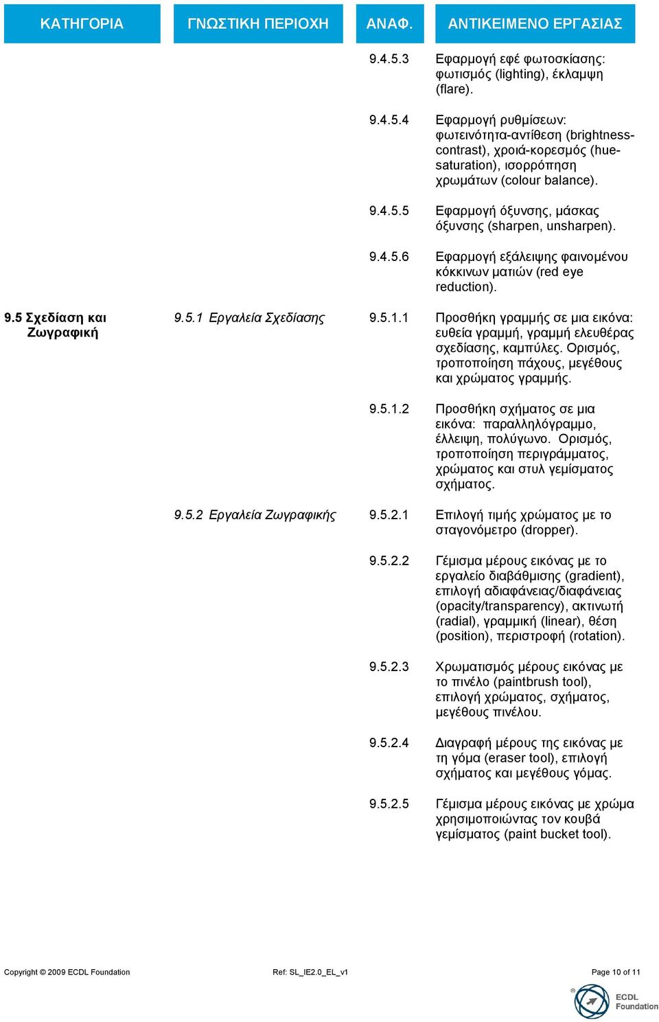 Δπγαλεία σεδίαζηρ 9.5.1.1 Πξνζζήθε γξακκήο ζε κηα εηθόλα: επζεία γξακκή, γξακκή ειεπζέξαο ζρεδίαζεο, θακπύιεο. Οξηζκόο, ηξνπνπνίεζε πάρνπο, κεγέζνπο θαη ρξώκαηνο γξακκήο. 9.5.1.2 Πξνζζήθε ζρήκαηνο ζε κηα εηθόλα: παξαιιειόγξακκν, έιιεηςε, πνιύγσλν.