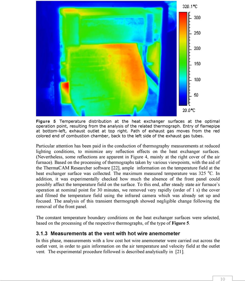 Particular attention has been paid in the conduction of thermography measurements at reduced lighting conditions, to minimize any reflection effects on the heat exchanger surfaces.