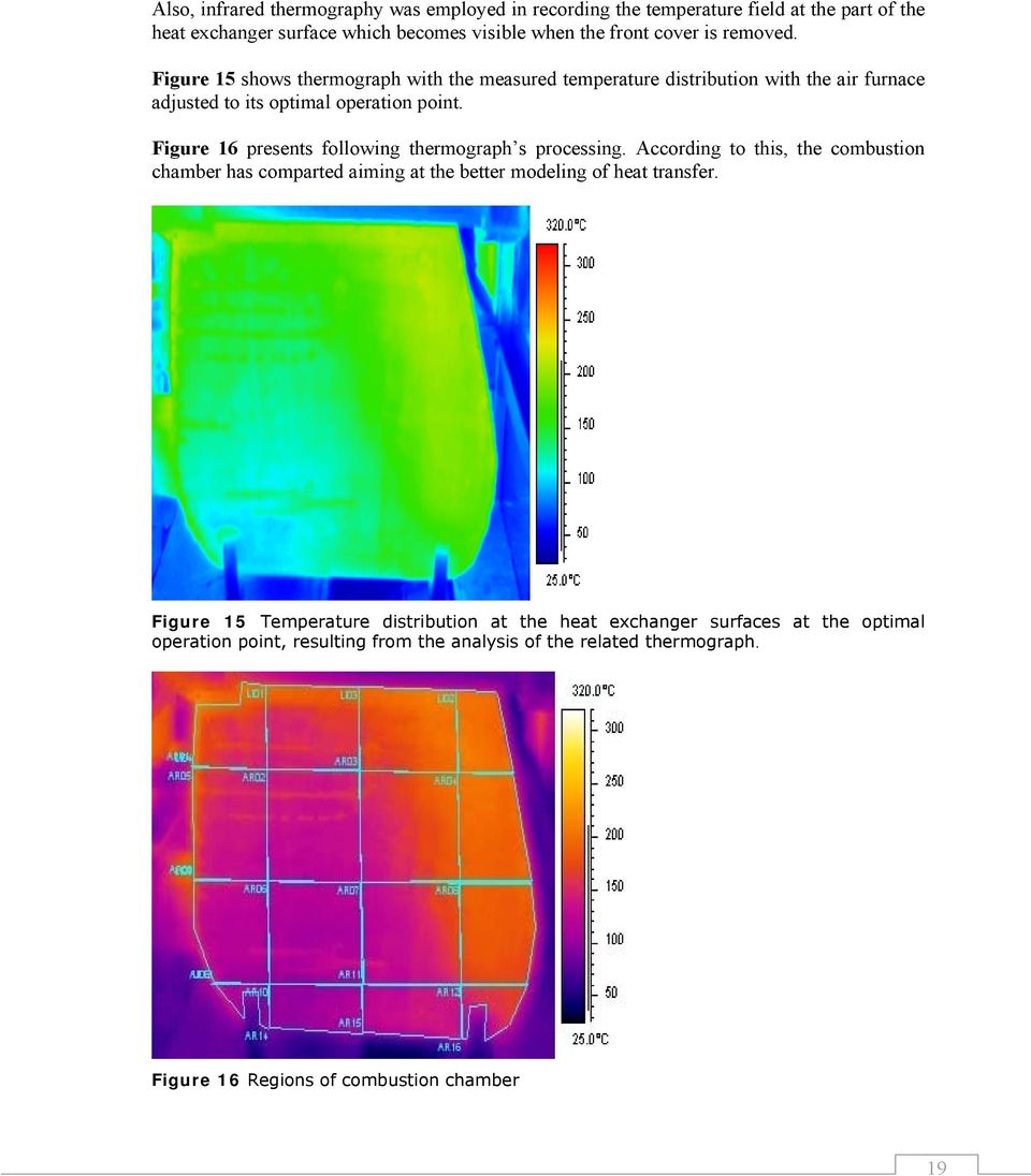 Figure 16 presents following thermograph s processing. According to this, the combustion chamber has comparted aiming at the better modeling of heat transfer.