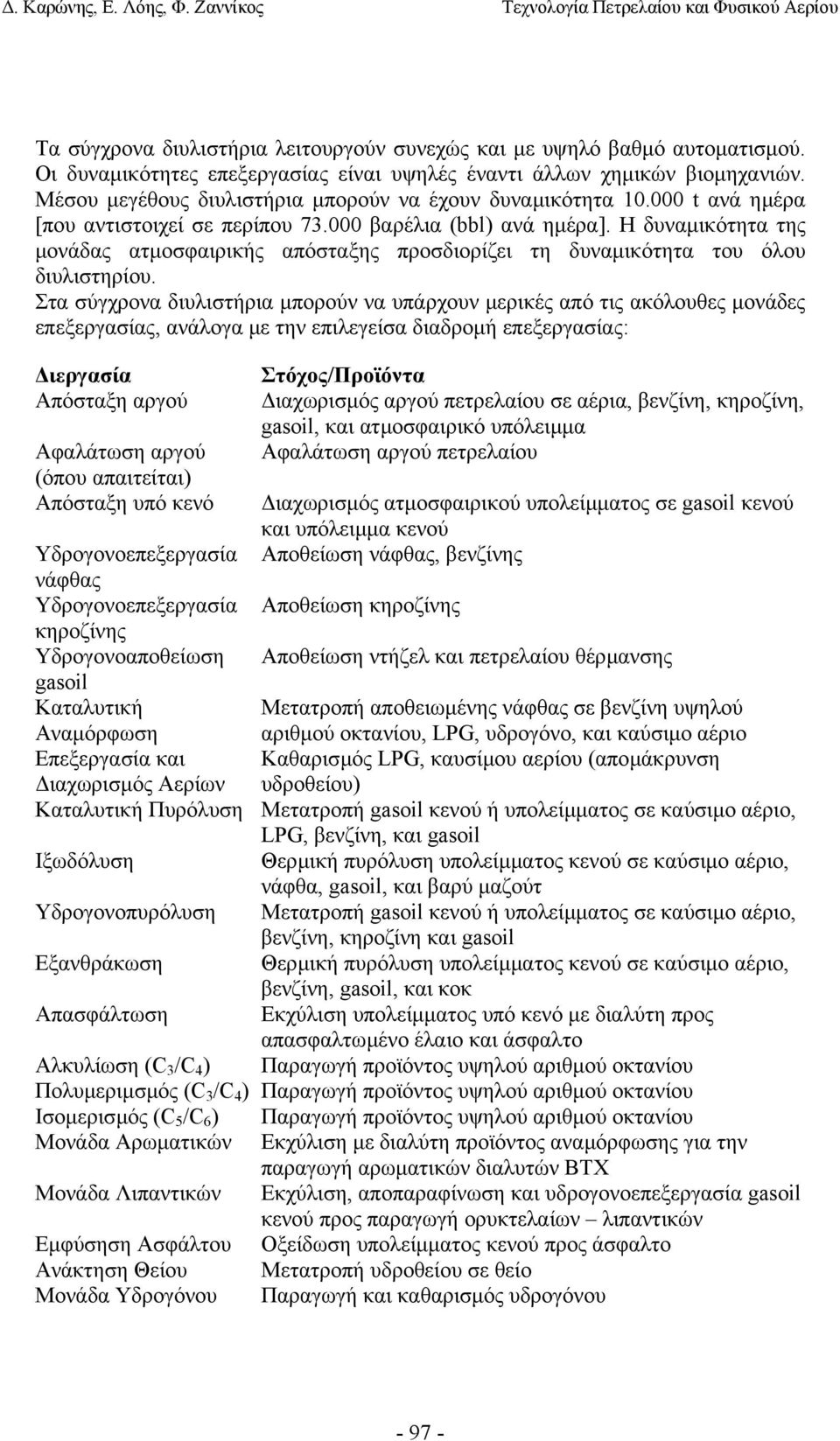 Η δυναµικότητα της µονάδας ατµοσφαιρικής απόσταξης προσδιορίζει τη δυναµικότητα του όλου διυλιστηρίου.