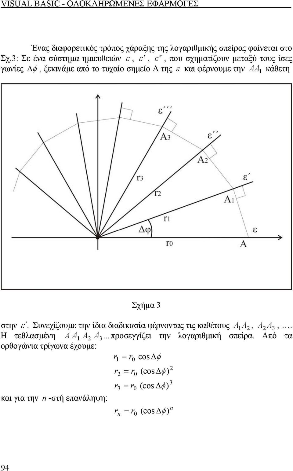 AA 1 κάθετη Σχήµα 3 στην ε. Συνεχίζουµε την ίδια διαδικασία φέρνοντας τις καθέτους A 1A 2, A 2 A3,. Η τεθλασµένη A A1 A2 A3.