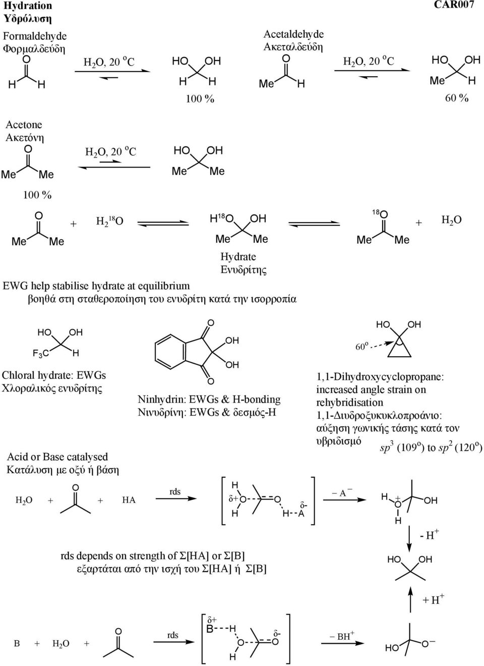 µε οξύ ή βάση 2 A inhydrin: EWGs & -bonding Νινυδρίνη: EWGs & δεσµός- rds δ rds depends on strength of Σ[A] or Σ[B] εξαρτάται από την ισχή του Σ[A] ή Σ[B] δ- A 60 o