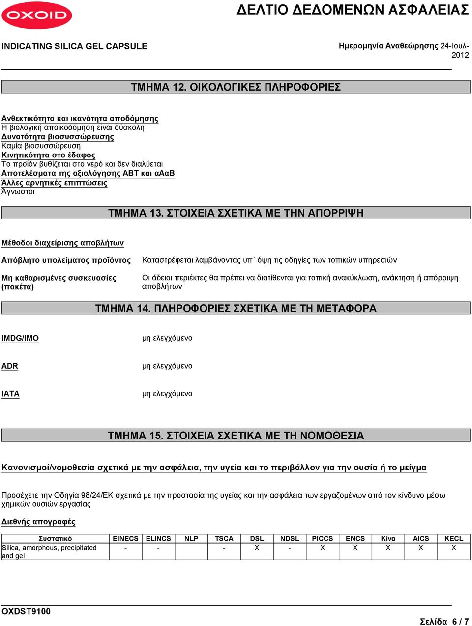 νερό και δεν διαλύεται Αποτελέσματα της αξιολόγησης ΑΒΤ και αααβ Άλλες αρνητικές επιπτώσεις ΤΜΗΜΑ 13.