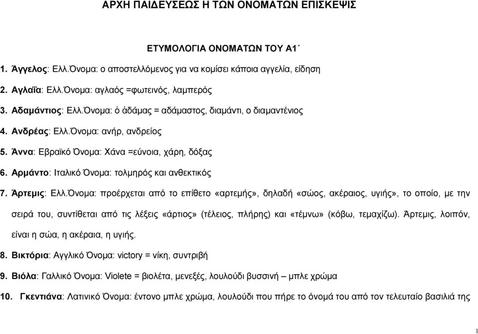 Αρμάντο: Ιταλικό Όνομα: τολμηρός και ανθεκτικός 7. Άρτεμις: Ελλ.