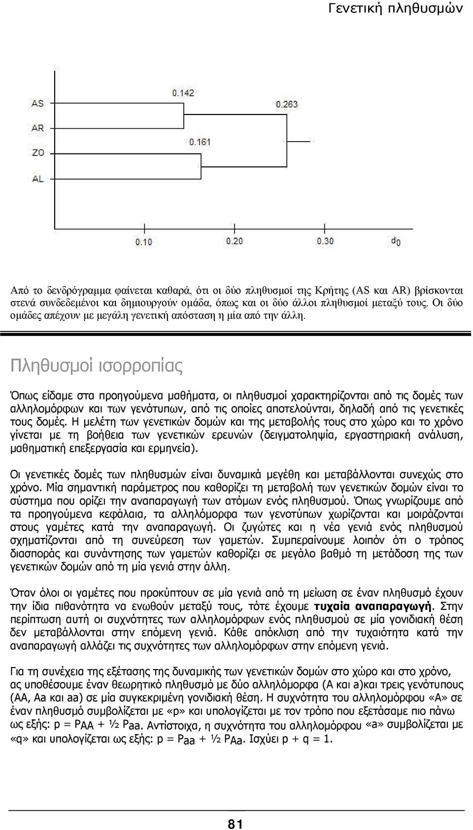 Πληθυσµοί ισορροπίας Όπως είδαµε στα προηγούµενα µαθήµατα, οι πληθυσµοί χαρακτηρίζονται από τις δοµές των αλληλοµόρφων και των γενότυπων, από τις οποίες αποτελούνται, δηλαδή από τις γενετικές τους