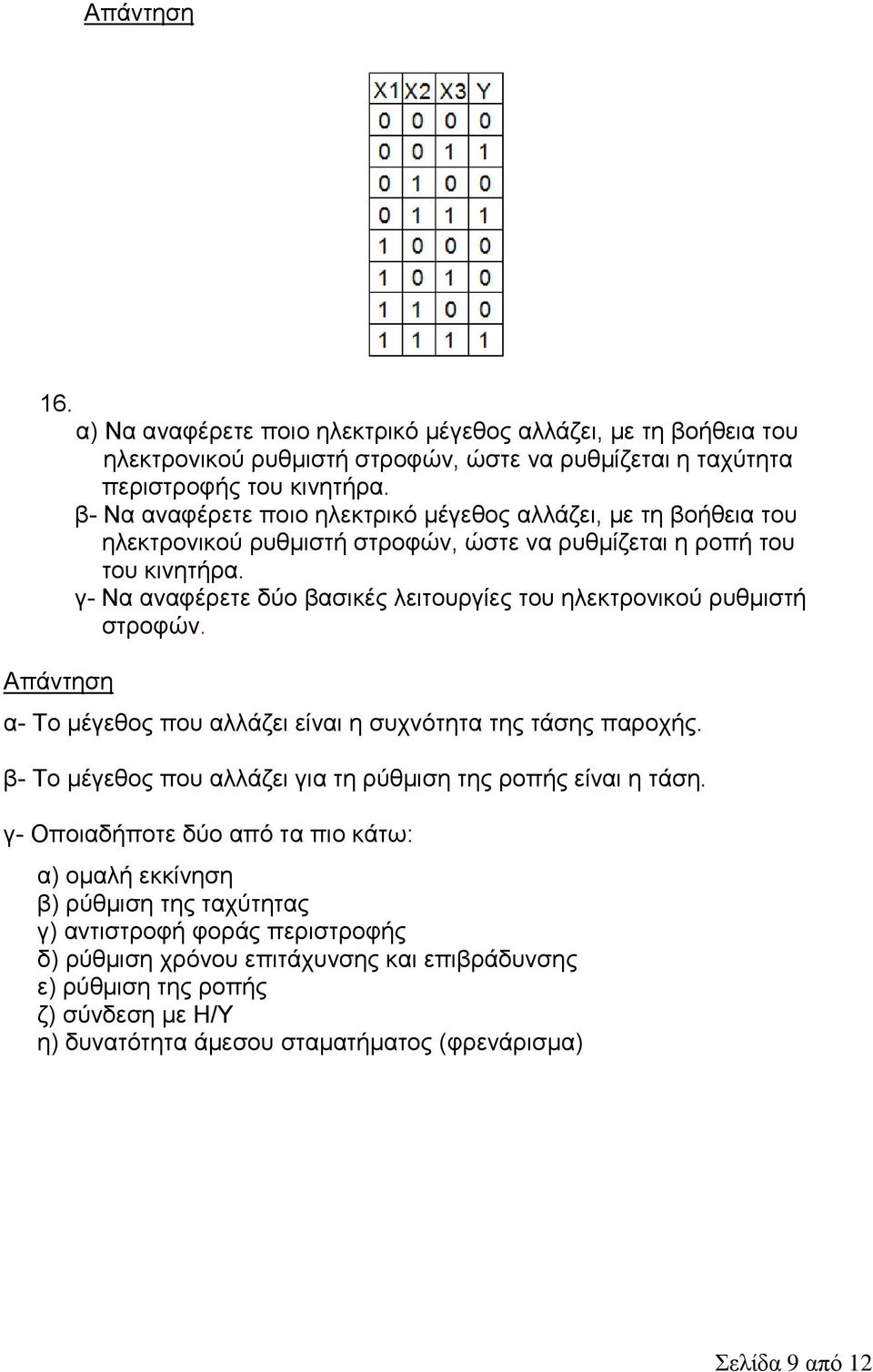 γ- Να αλαθέξεηε δύν βαζηθέο ιεηηνπξγίεο ηνπ ειεθηξνληθνύ ξπζκηζηή ζηξνθώλ. α- Σν κέγεζνο πνπ αιιάδεη είλαη ε ζπρλόηεηα ηεο ηάζεο παξνρήο.