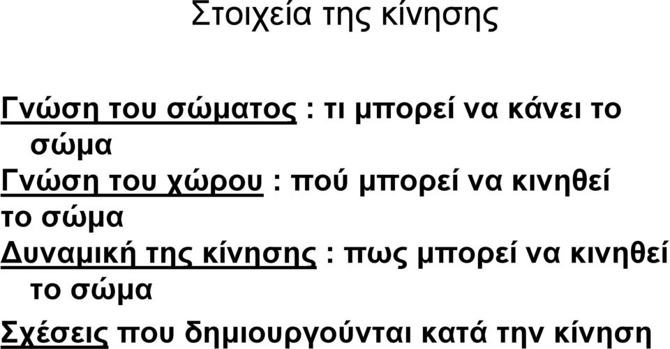 κινηθεί το σώμα Δυναμική της κίνησης : πως μπορεί να