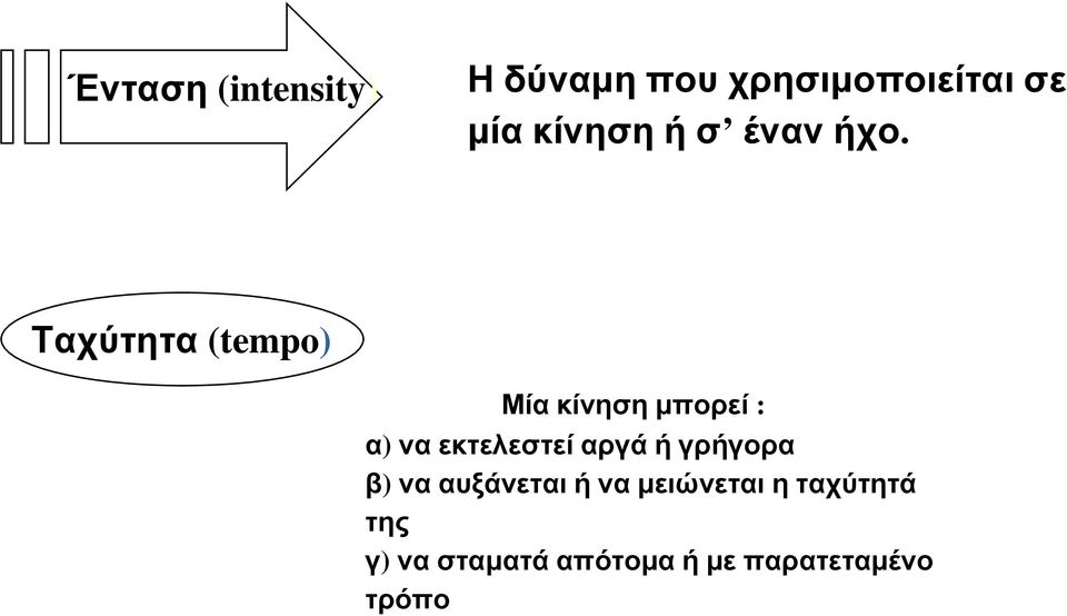 Ταχύτητα (tempo) Μία κίνηση μπορεί : α) να εκτελεστεί αργά