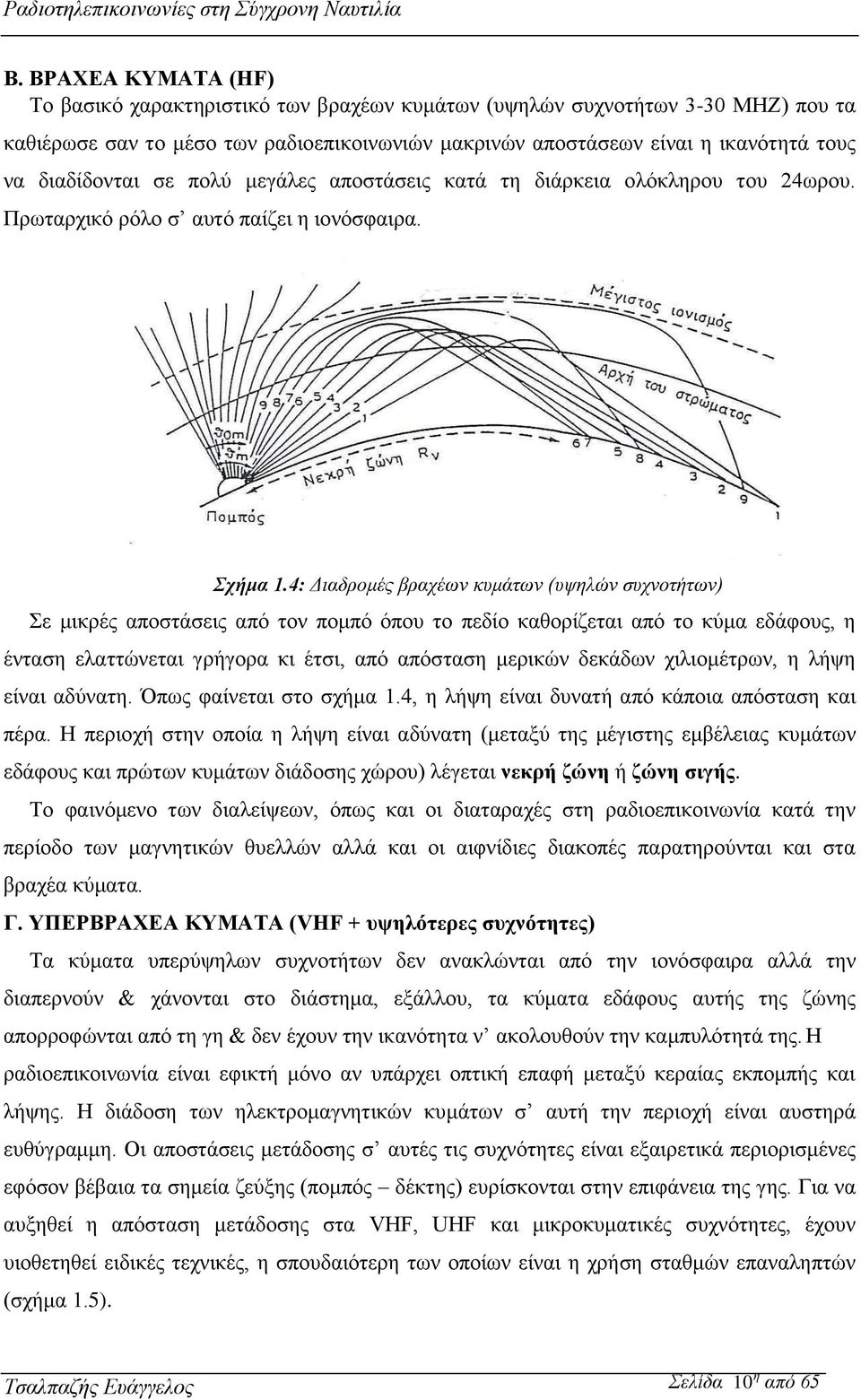 4: Διαδρομές βραχέων κυμάτων (υψηλών συχνοτήτων) Σε μικρές αποστάσεις από τον πομπό όπου το πεδίο καθορίζεται από το κύμα εδάφους, η ένταση ελαττώνεται γρήγορα κι έτσι, από απόσταση μερικών δεκάδων