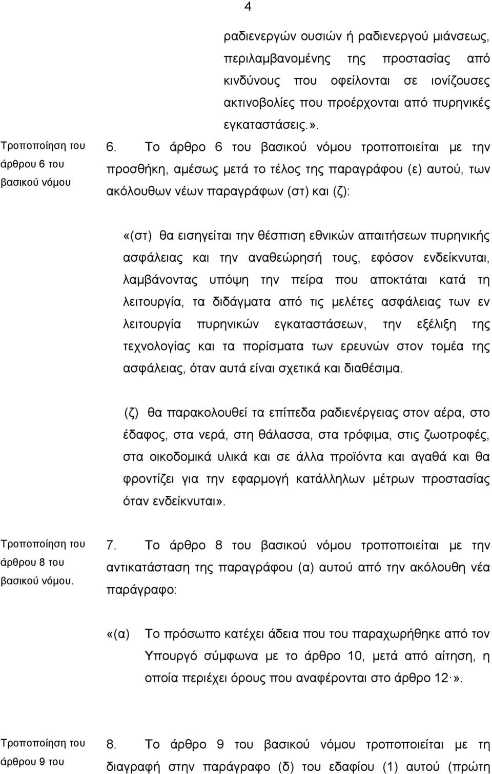 Το άρθρο 6 του βασικού νόμου τροποποιείται με την προσθήκη, αμέσως μετά το τέλος της παραγράφου (ε) αυτού, των ακόλουθων νέων παραγράφων (στ) και (ζ): «(στ) θα εισηγείται την θέσπιση εθνικών