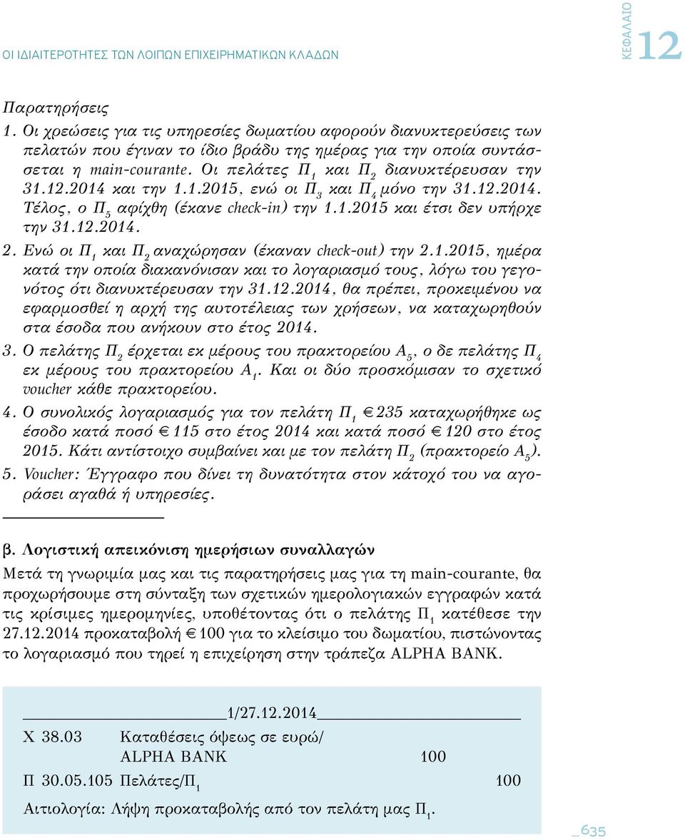 1.2015, ημέρα κατά την οποία διακανόνισαν και το λογαριασμό τους, λόγω του γεγονότος ότι διανυκτέρευσαν την 31.12.