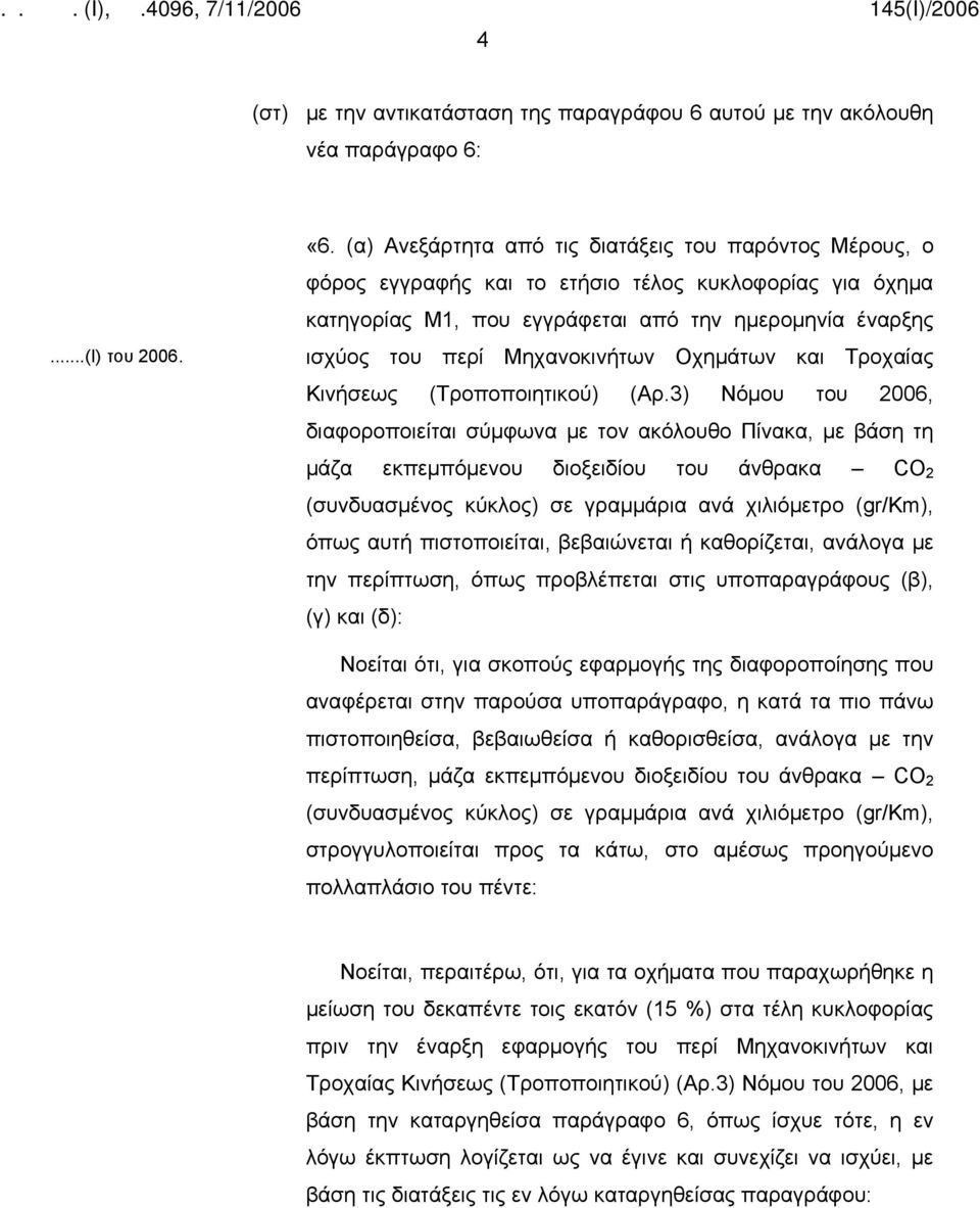 Οχημάτων και Τροχαίας Κινήσεως (Τροποποιητικού) (Αρ.