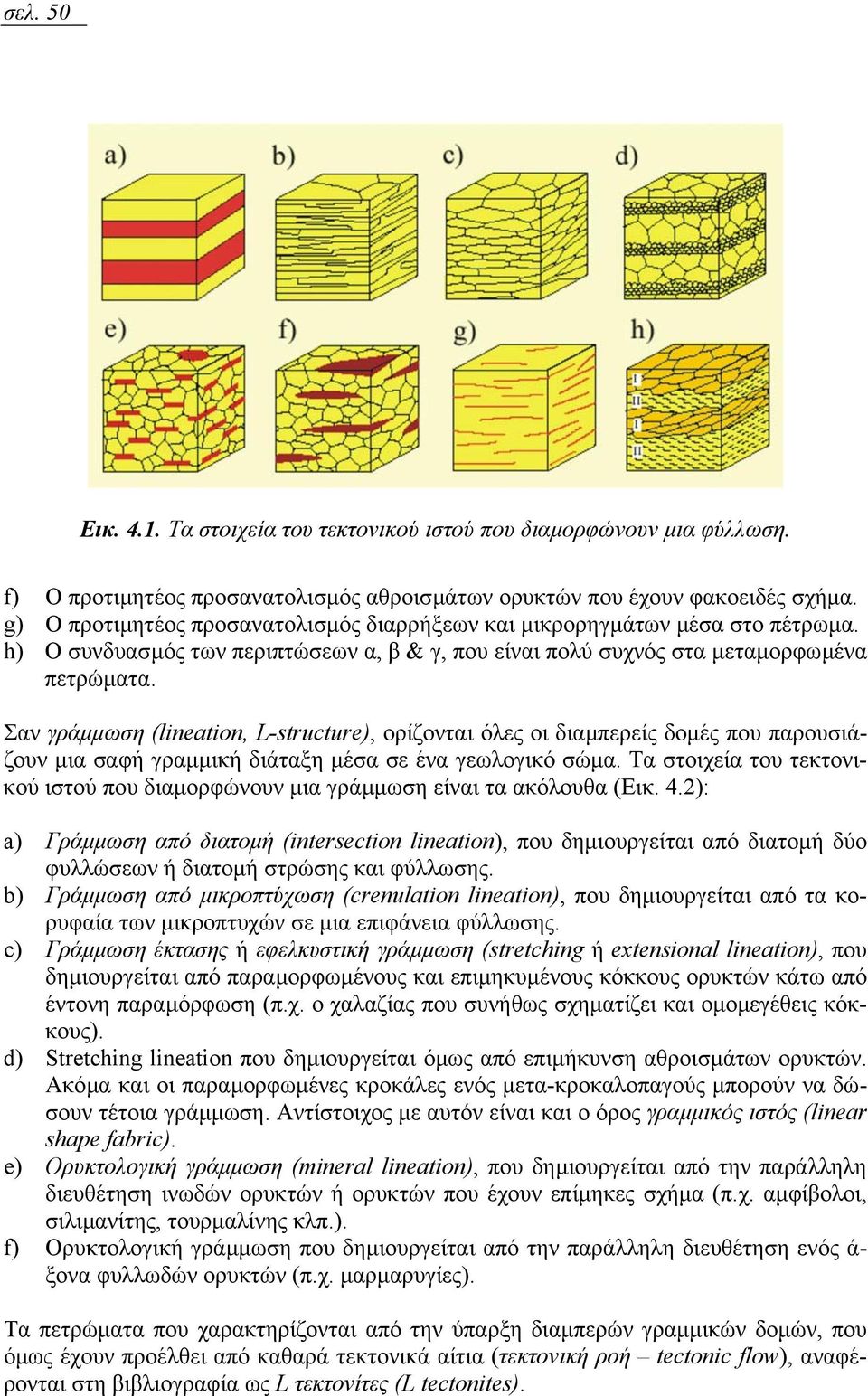 Σαν γράµµωση (lineation, L-structure), ορίζονται όλες οι διαµπερείς δοµές που παρουσιάζουν µια σαφή γραµµική διάταξη µέσα σε ένα γεωλογικό σώµα.