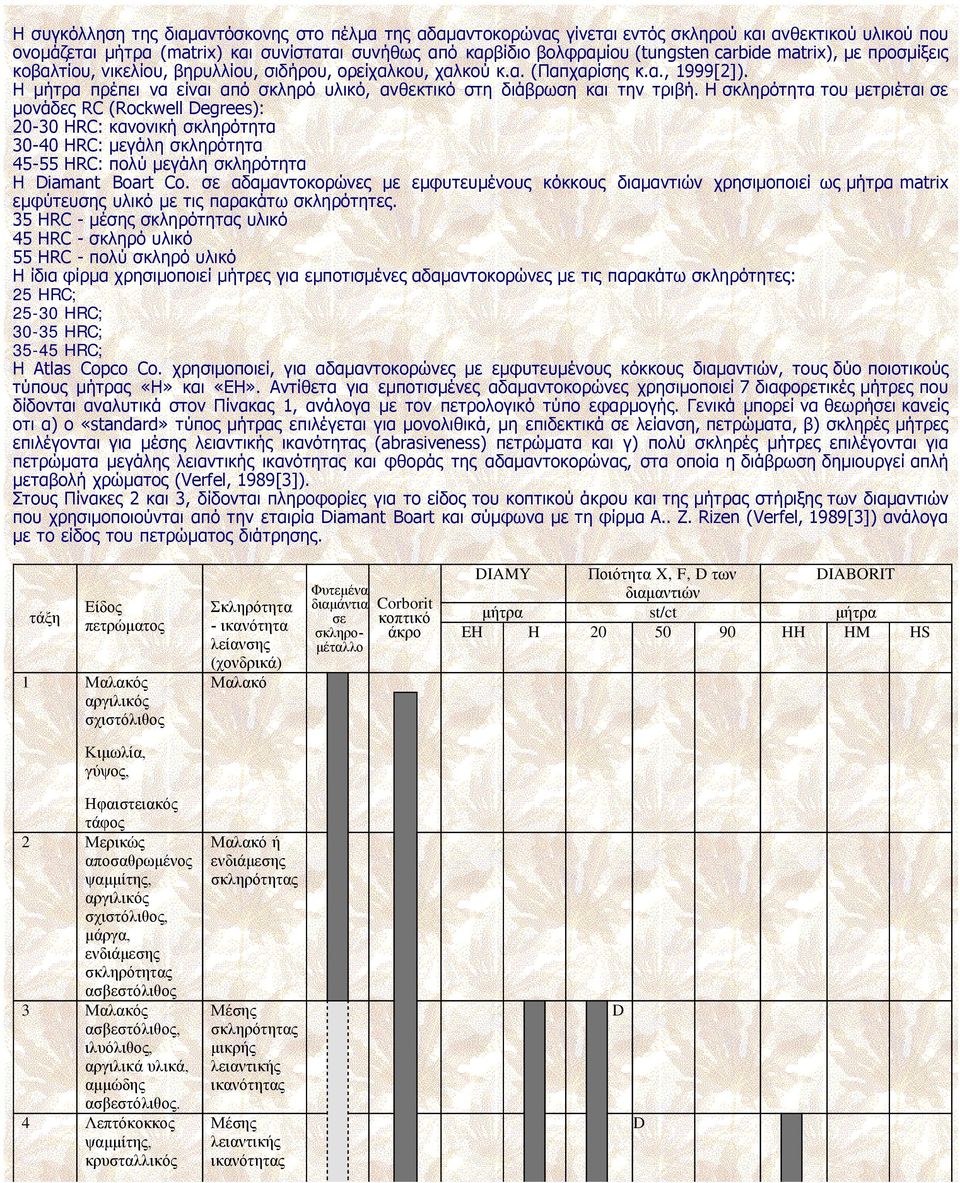 Η μήτρα πρέπει να είναι από σκληρό υλικό, ανθεκτικό στη διάβρωση και την τριβή.