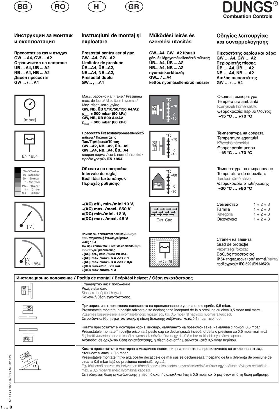 ..,...A4 GW...A4, GW...A típusú gáz- és légnyomásellenőrző műszer; ÜB... A4, ÜB... A NB... A4, NB... A nyomáskorlátozó; GW... /.