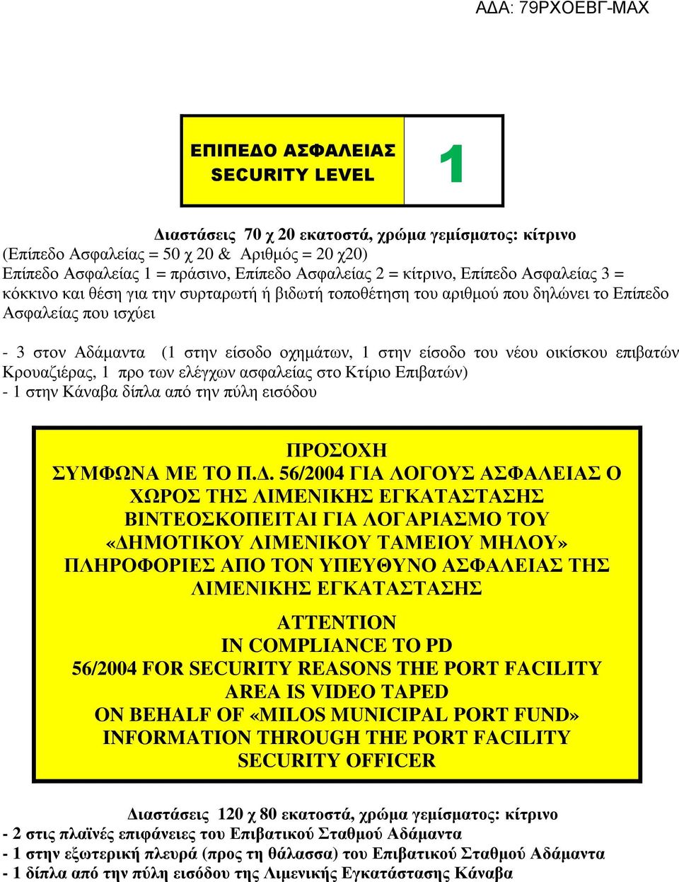 οικίσκου επιβατών Κρουαζιέρας, 1 προ των ελέγχων ασφαλείας στο Κτίριο Επιβατών) - 1 στην Κάναβα δίπλα από την πύλη εισόδου ΠΡΟΣΟΧΗ ΣΥΜΦΩΝΑ ΜΕ ΤΟ Π.