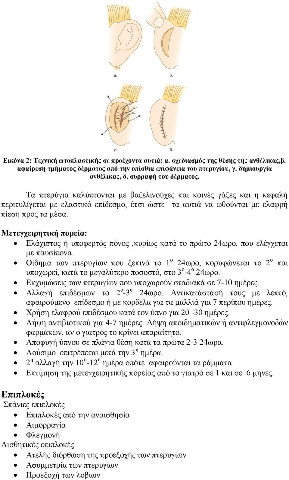 Μεηεγρεηξεηηθή πνξεία: Διάρηζηνο ή ππνθεξηόο πόλνο,θπξίσο θαηά ην πξώην 24σξν, πνπ ειέγρεηαη κε παπζίπνλα.