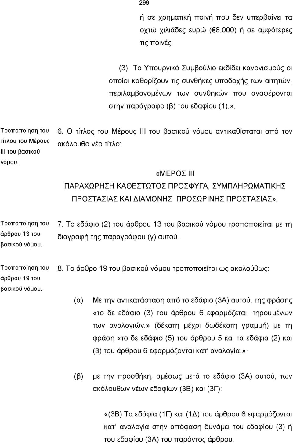 τίτλου του Μέρους IΙΙ του βασικού νόμου. 6.