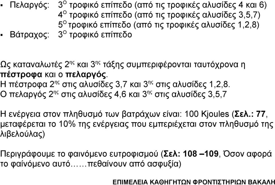 Η πέστροφα 2 ης στις αλυσίδες 3,7 και 3 ης στις αλυσίδες 1,2,8.