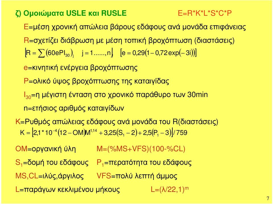 .., ], [ e 0,9( 0,7 ep( ) )] 0 eκινητική ενέγεια βοχόπτωσης Pολικό ύψος βοχόπτωσης της καταιγίδας I 0 η µέγιστη ένταση στο χονικό παάθυο των 0