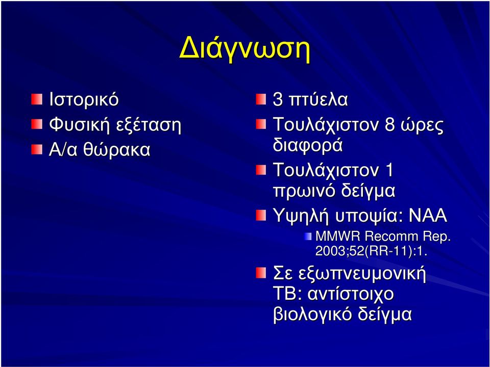 δείγµα Υψηλή υποψία: ΝΑΑ MMWR Recomm Rep.