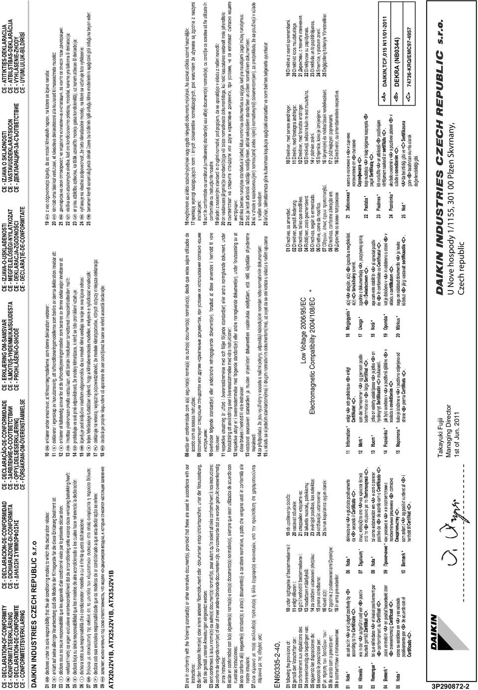 Compatibility 2004/108/EC * Takayuki Fujii Managing Director 1st of Jun.