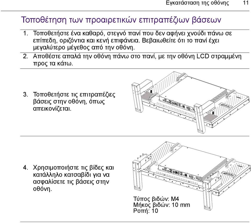 Βεβαιωθείτε ότι το πανί έχει μεγαλύτερο μέγεθος από την οθόνη. 2.