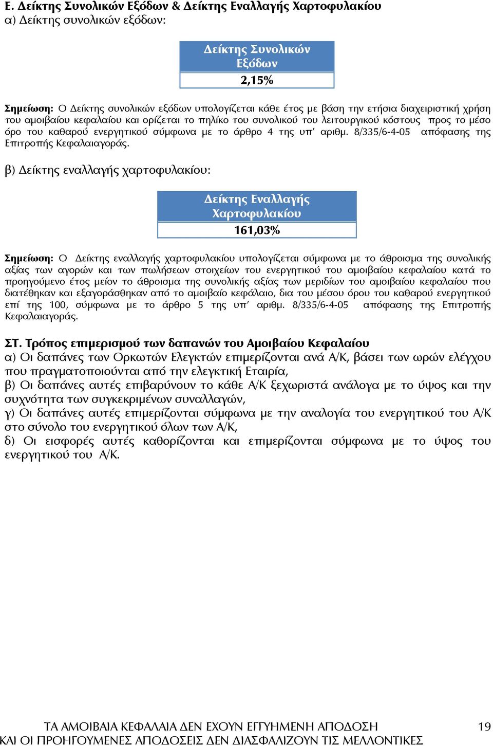 8/335/6-4-05 απόφασης της Επιτροπής Κεφαλαιαγοράς.