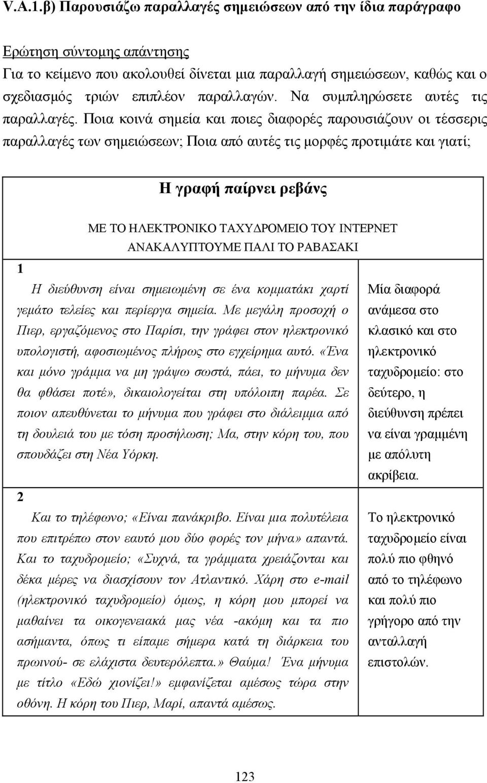 Να συµπληρώσετε αυτές τις παραλλαγές.