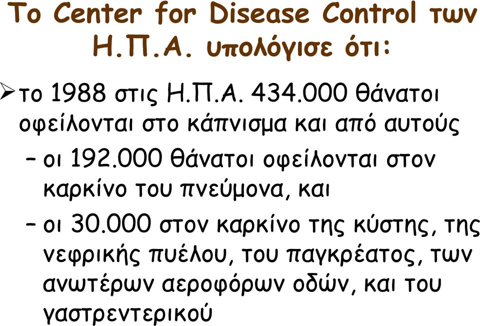 000 θάνατοι οφείλονται στον καρκίνο του πνεύμονα, και οι 30.