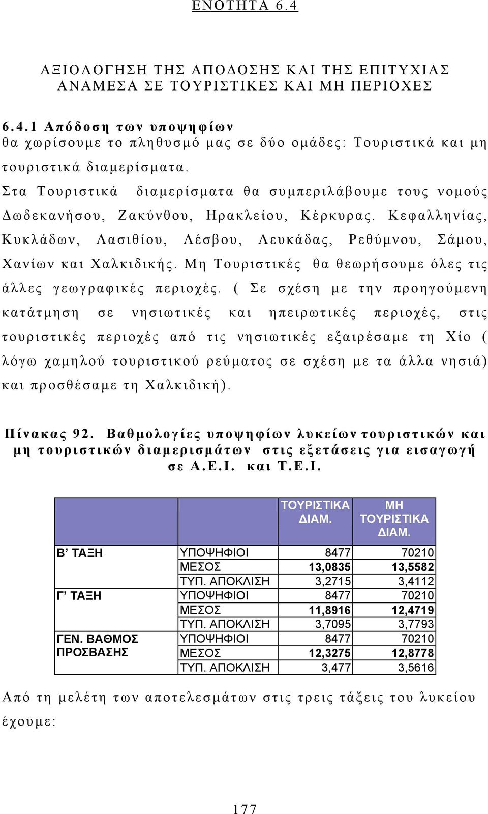 Μη Τουριστικές θα θεωρήσουµε όλες τις άλλες γεωγραφικές περιοχές.