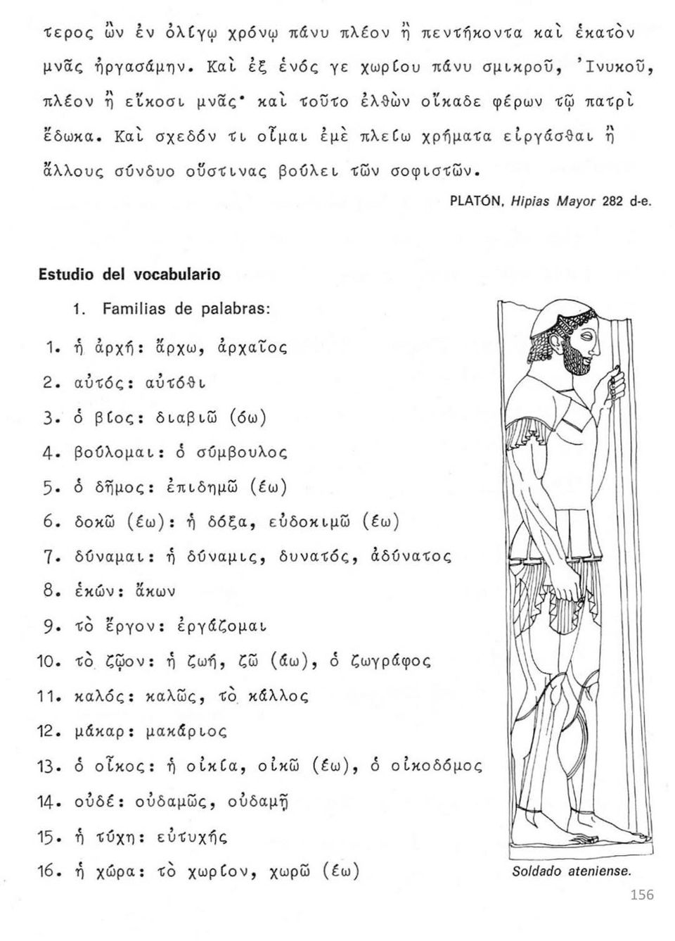 αυτός: αυτόθι 3 ό βίος: διαβιώ (όω) 4 βούλομαι: ό σύμβουλος 5 ό δήμος: έπιδημώ (έω) 6. δοκώ (έω): ή δόξα, ευδοκιμώ (έω) 7 δύναμαι: ή δύναμις, δυνατός, αδύνατος 8.