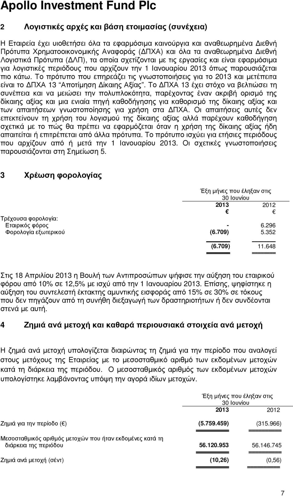 Το πρότυπο που επηρεάζει τις γνωστοποιήσεις για το 2013 και µετέπειτα είναι το ΠΧΑ 13 Αποτίµηση ίκαιης Αξίας.