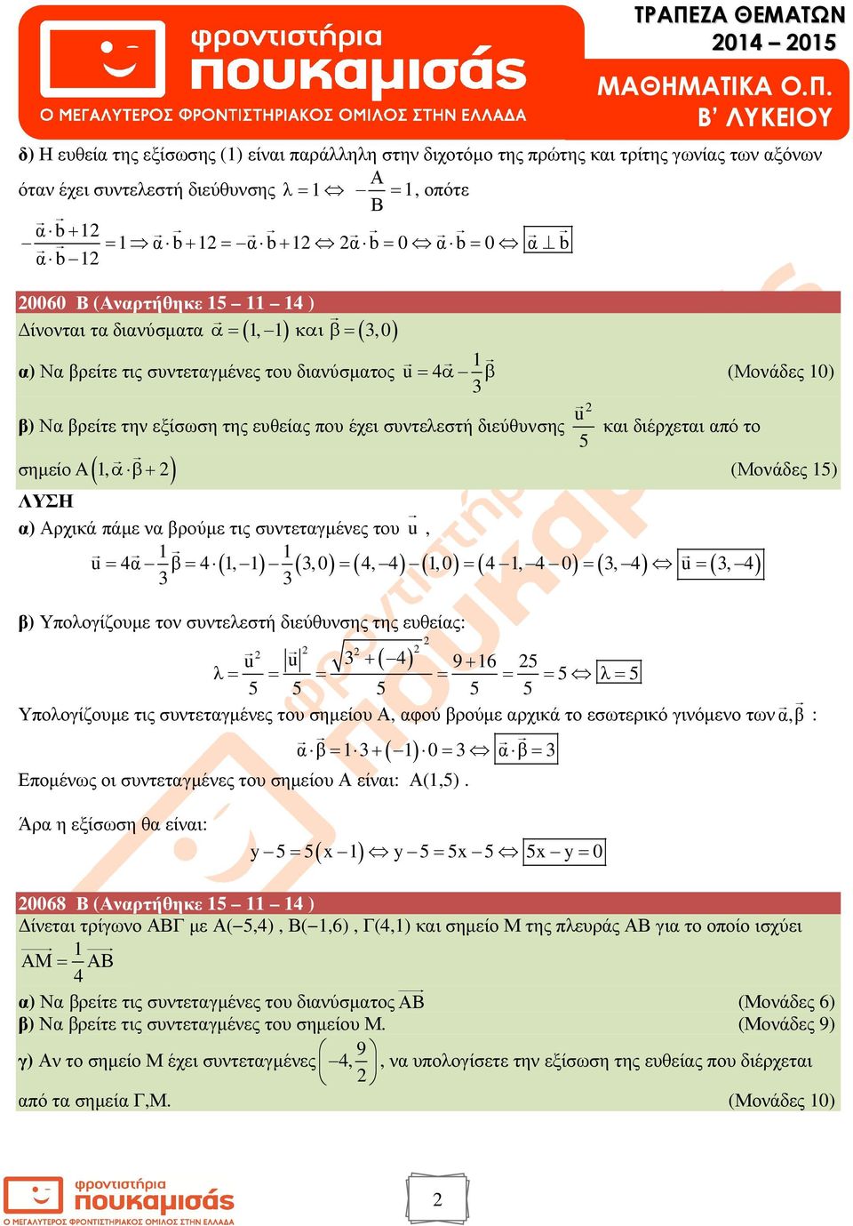 σηµείο ( ) u 5 και διέρχεται από το α) Αρχικά πάµε να βρούµε τις συντεταγµένες του u, u= 4α β= 4, 3, = 4, 4, = 4, 4 = 3, 4 u= 3, 4 3 3 ( ) ( ) ( ) ( ) ( ) ( ) ( ) (Μονάδες ) (Μονάδες 5) β)