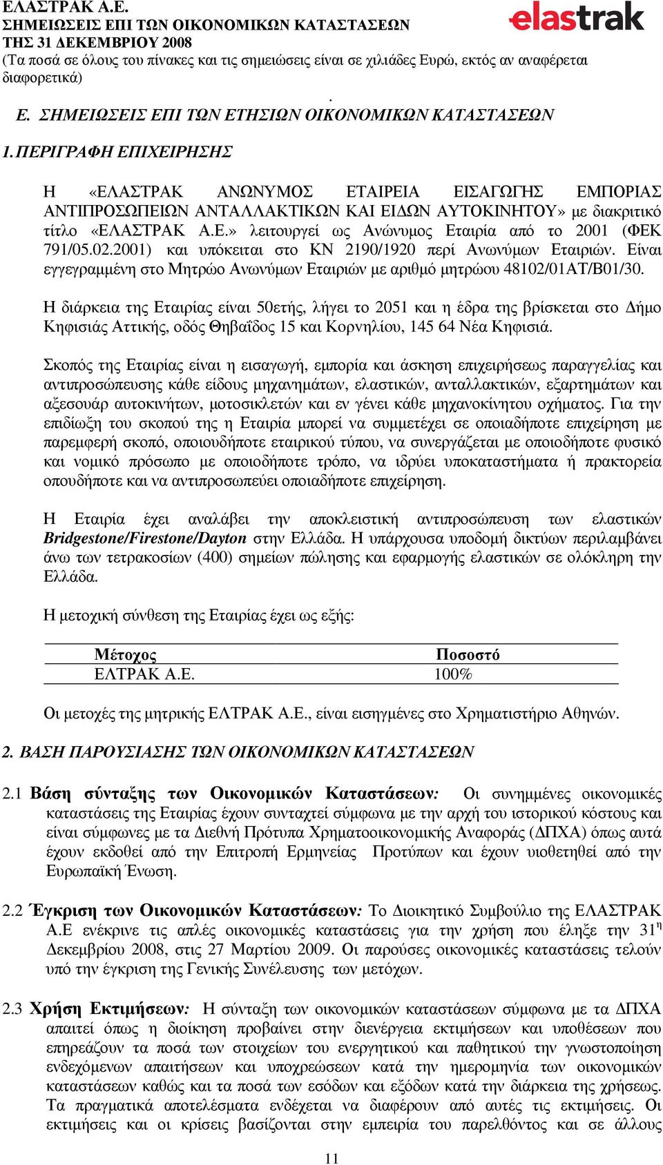 48102/01ΑΤ/Β01/30 Η διάρκεια της Εταιρίας είναι 50ετής, λήγει το 2051 και η έδρα της βρίσκεται στο ήµο Κηφισιάς Αττικής, οδός Θηβαΐδoς 15 και Κoρvηλίoυ, 145 64 Νέα Κηφισιά Σκοπός της Εταιρίας είναι η