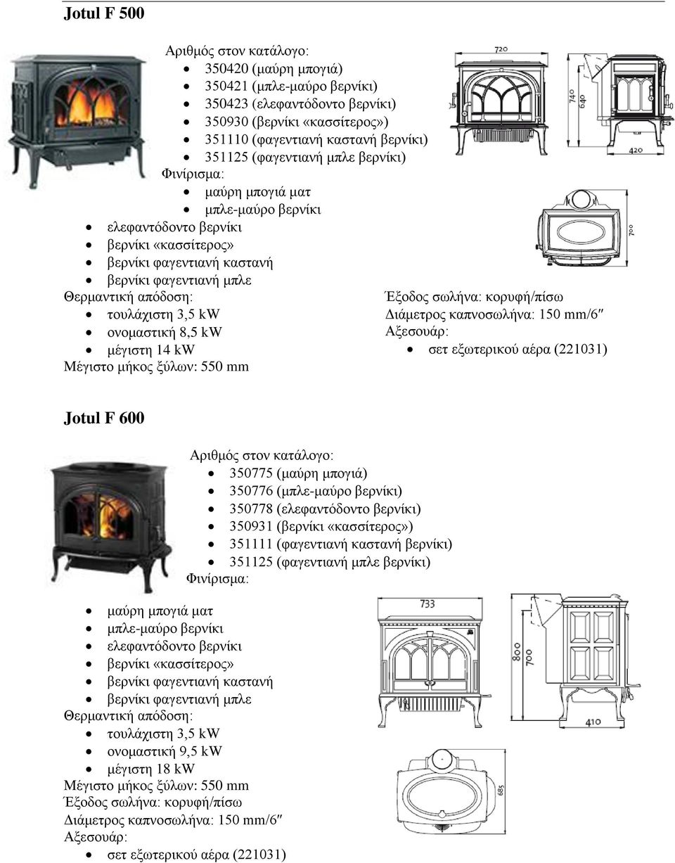 mm/6 ονομαστική 8,5 kw μέγιστη 14 kw σετ εξωτερικού αέρα (221031) Mέγιστο μήκος ξύλων: 550 mm Jotul F 600 μαύρη μπογιά ματ μπλε-μαύρο βερνίκι ελεφαντόδοντο βερνίκι βερνίκι «κασσίτερος» βερνίκι