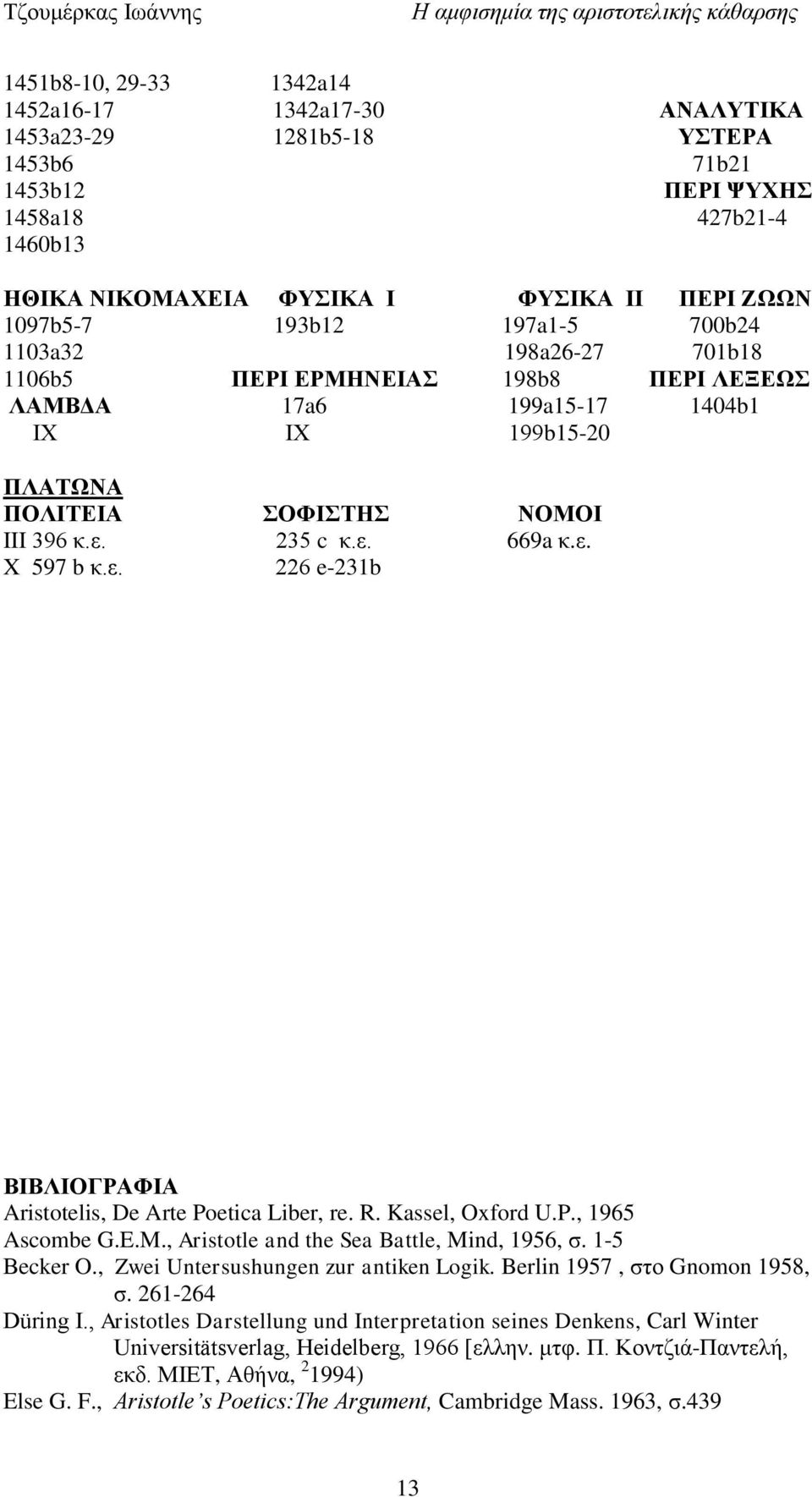 ΟΦΗΣΖ ΝΟΜΟΗ III 396 θ.ε. 235 c θ.ε. 669a θ.ε. X 597 b θ.ε. 226 e-231b ΒΗΒΛΗΟΓΡΑΦΗΑ Aristotelis, De Arte Poetica Liber, re. R. Kassel, Oxford U.P., 1965 Ascombe G.E.M.