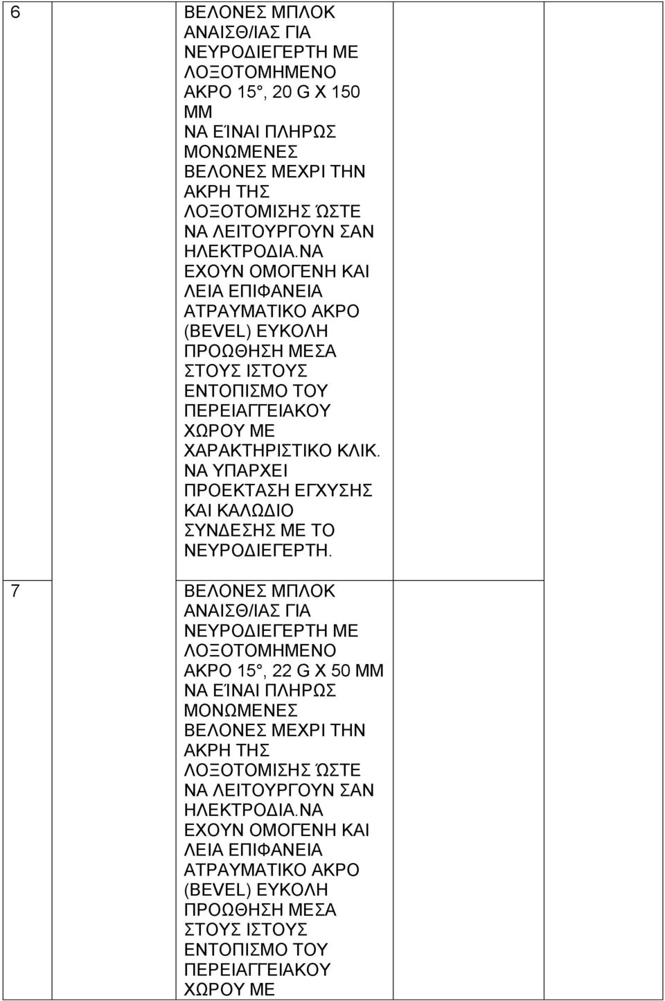 ΝΑ ΥΠΑΡΧΕΙ ΠΡΟΕΚΤΑΣΗ ΕΓΧΥΣΗΣ ΚΑΙ ΚΑΛΩΔΙΟ ΣΥΝΔΕΣΗΣ ΜΕ ΤΟ ΝΕΥΡΟΔΙΕΓΕΡΤΗ.