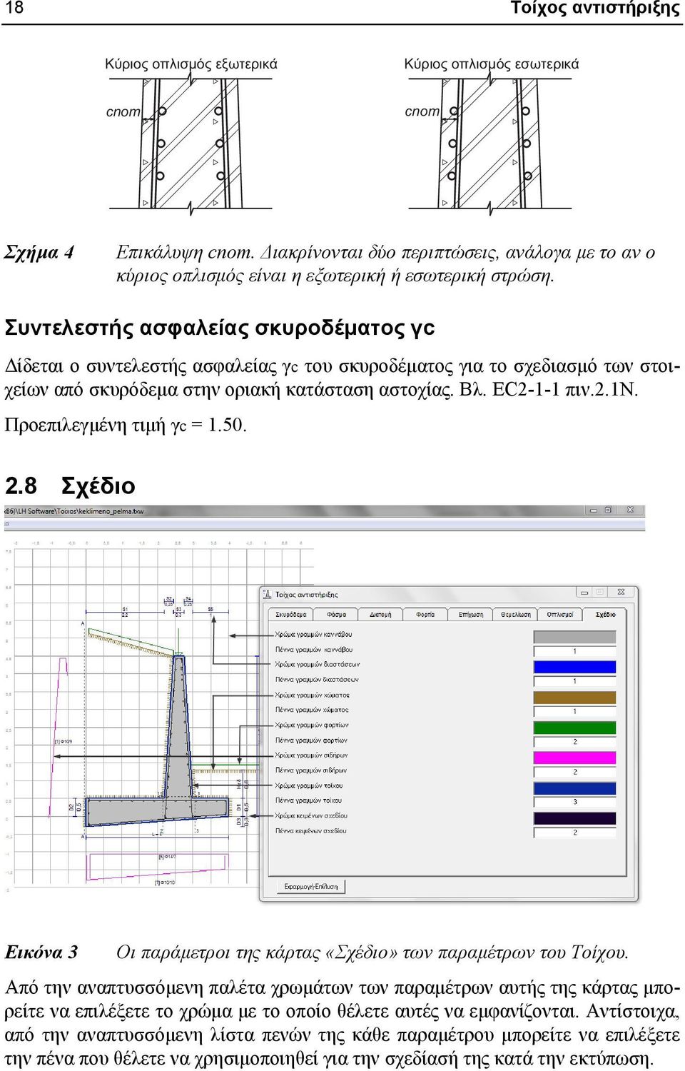 Συντελεστής ασφαλείας σκυροδέματος γc Δίδεται ο συντελεστής ασφαλείας γc του σκυροδέματος για το σχεδιασμό των στοιχείων από σκυρόδεμα στην οριακή κατάσταση αστοχίας. Βλ. EC2-1-1 πιν.2.1ν.