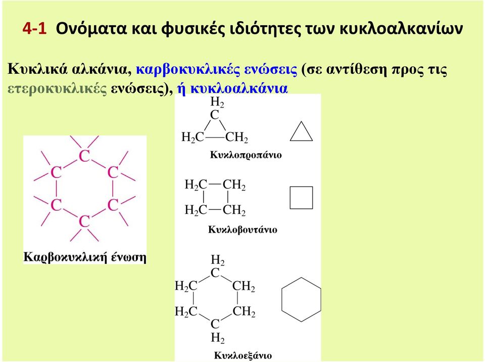 καρβοκυκλικές ενώσεις (σε αντίθεση