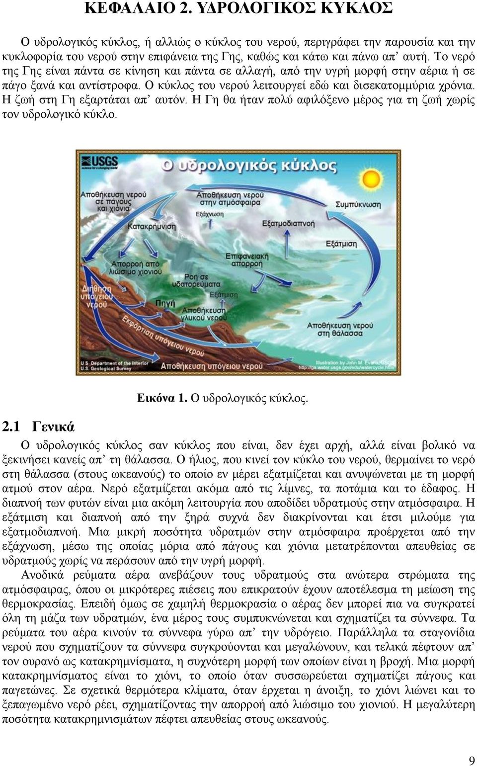 Η ζωή στη Γη εξαρτάται απ αυτόν. Η Γη θα ήταν πολύ αφιλόξενο μέρος για τη ζωή χωρίς τον υδρολογικό κύκλο. Εικόνα 1. Ο υδρολογικός κύκλος. 2.