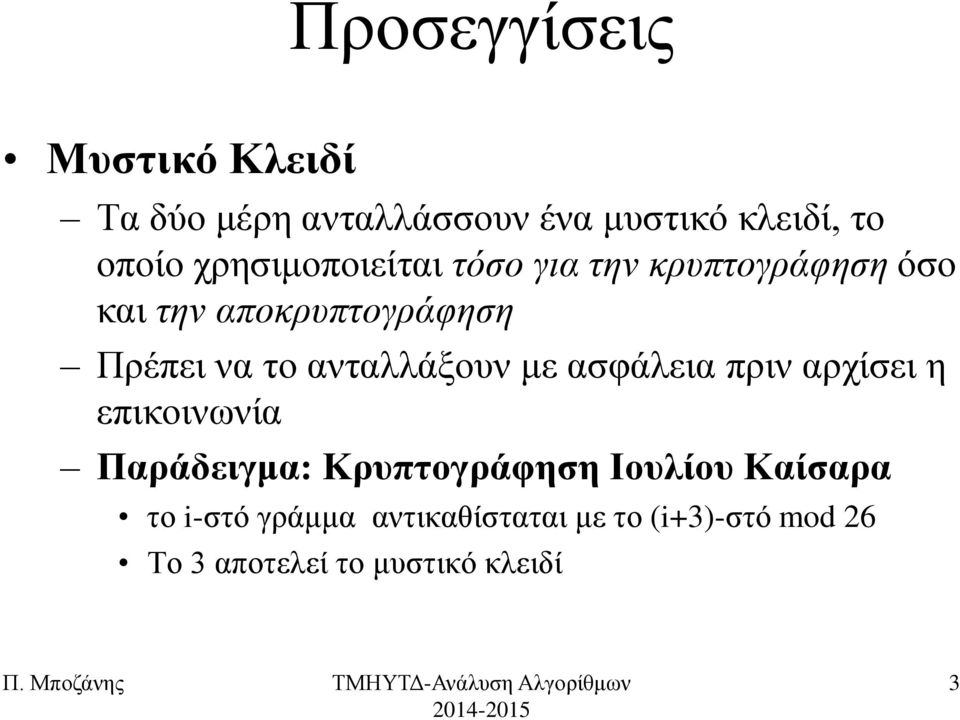 αληαιιάμνπλ κε αζθάιεηα πξηλ αξρίζεη ε επηθνηλσλία Παράδειγμα: Κρσπηογράθηζη Ιοσλίοσ