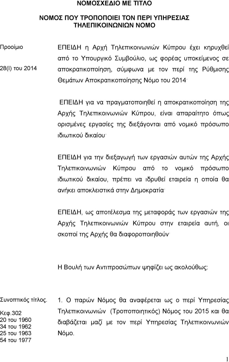 απαραίτητο όπως ορισμένες εργασίες της διεξάγονται από νομικό πρόσωπο ιδιωτικού δικαίουˑ ΕΠΕΙΔΗ για την διεξαγωγή των εργασιών αυτών της Αρχής Τηλεπικοινωνιών Κύπρου από το νομικό πρόσωπο ιδιωτικού