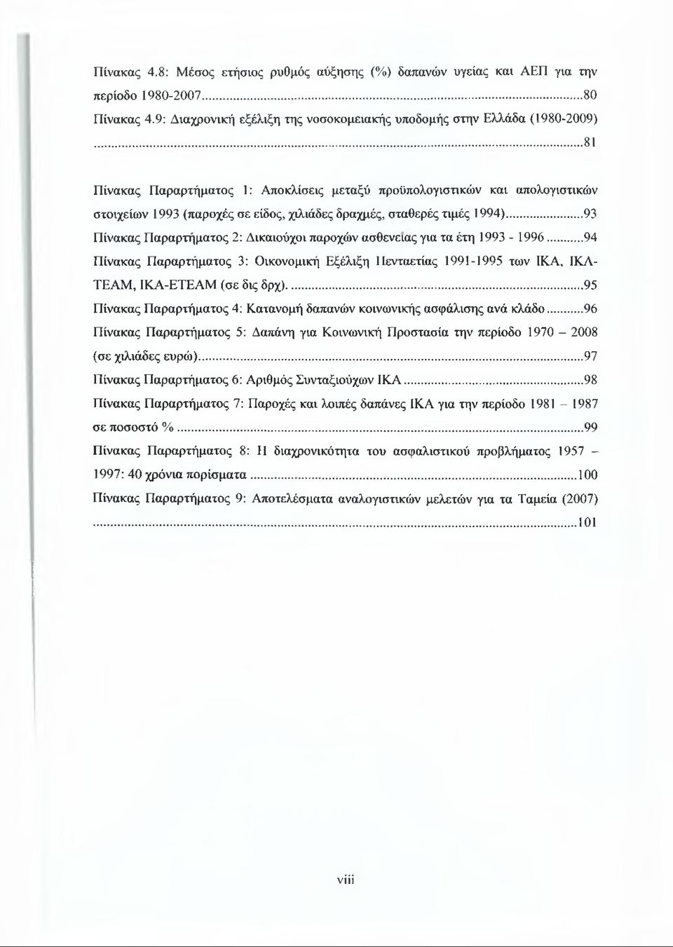 ..93 Πίνακας Παραρτήματος 2: Δικαιούχοι παροχών ασθένειας για τα έτη 1993-1996...94 Πίνακας Παραρτήματος 3: Οικονομική Εξέλιξη Πενταετίας 1991-1995 των ΙΚΑ, ΙΚΑ- ΤΕΑΜ, ΙΚΑ-ΕΤΕΑΜ (σε δις δρχ).