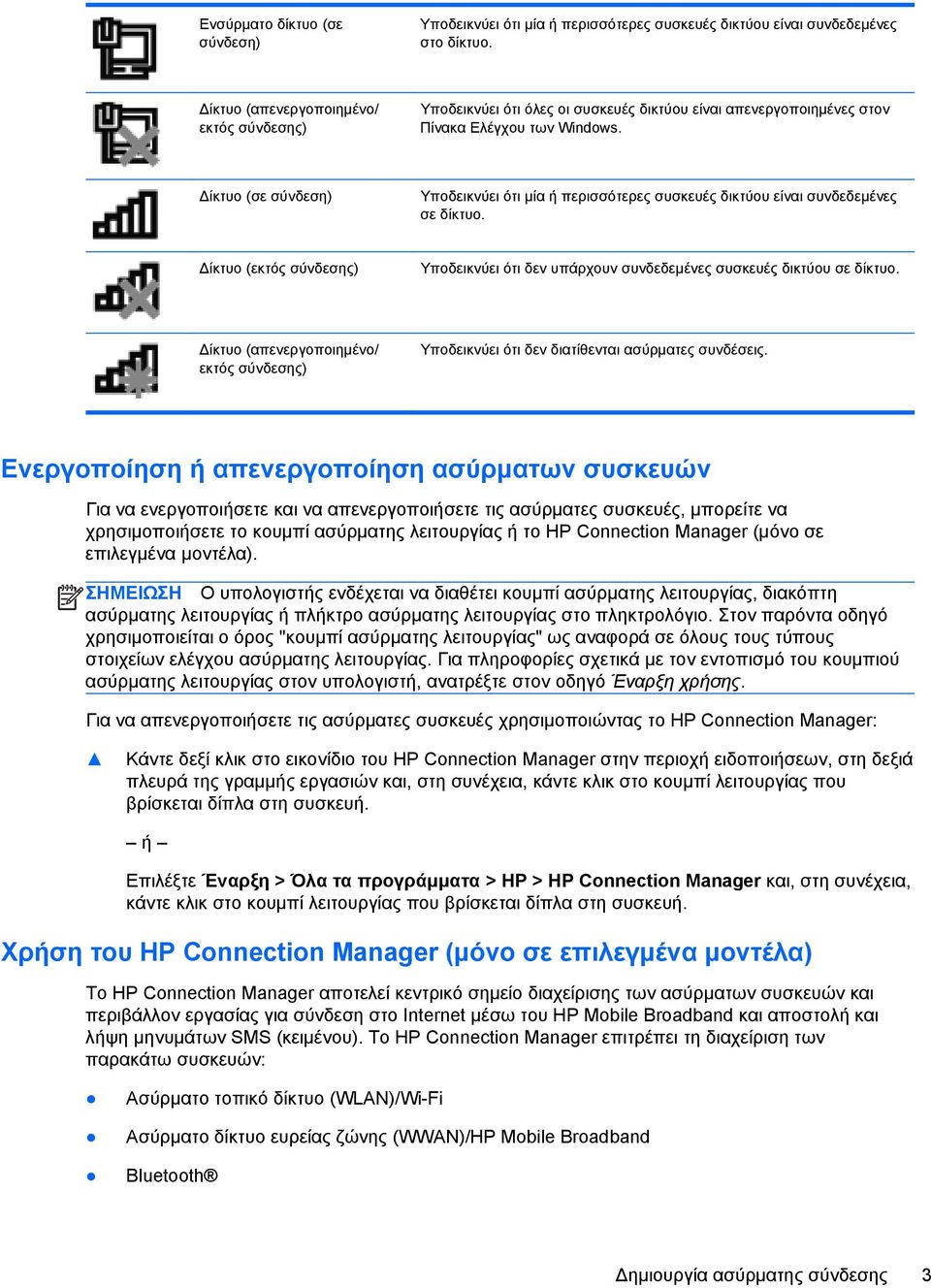 Δίκτυο (σε σύνδεση) Υποδεικνύει ότι μία ή περισσότερες συσκευές δικτύου είναι συνδεδεμένες σε δίκτυο. Δίκτυο (εκτός σύνδεσης) Υποδεικνύει ότι δεν υπάρχουν συνδεδεμένες συσκευές δικτύου σε δίκτυο.