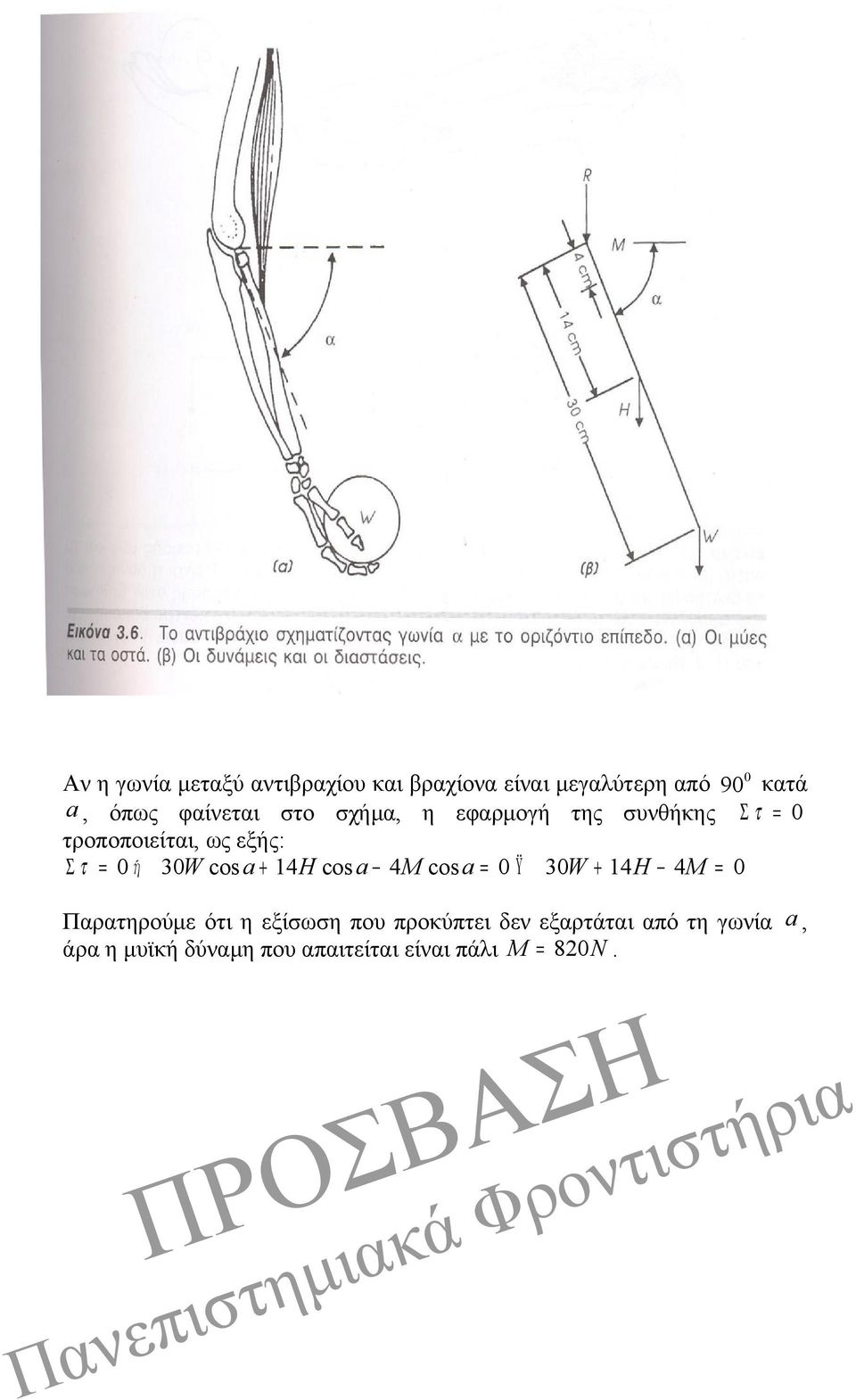 30W cos a + 14H cos a 4M cos a = 0 Ϋ 30W + 14H 4M = 0 Παρατηρούμε ότι η εξίσωση που