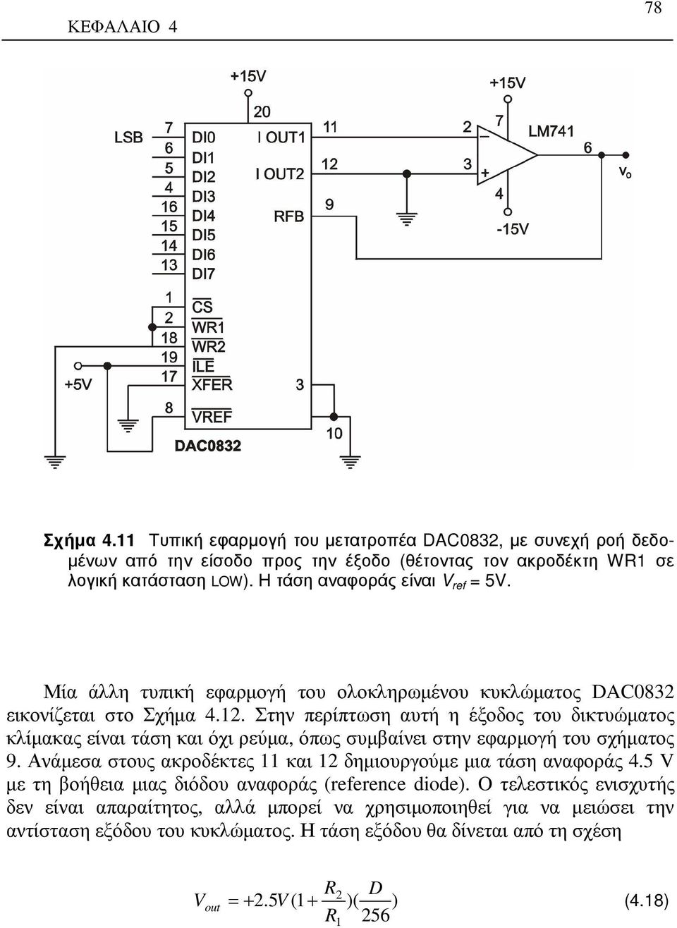 Στην περίπτωση αυτή η έξοδος του δικτυώµατος κλίµακας είναι τάση και όχι ρεύµα, όπως συµβαίνει στην εφαρµογή του σχήµατος 9.